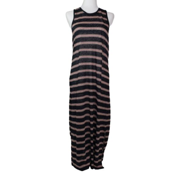 Joie Brellen Twist Back Slub Linen Jersey Midi Dress In Caviar Runs Small NEW - Picture 4 of 13